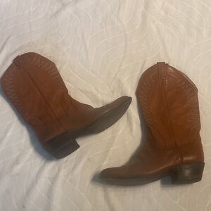 Vintage caramel kangaroo skin cowboy boots